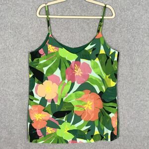Eliane Rose Top Womens Large Green Tank Blouse Tropical Hawaiian Vacation Resort